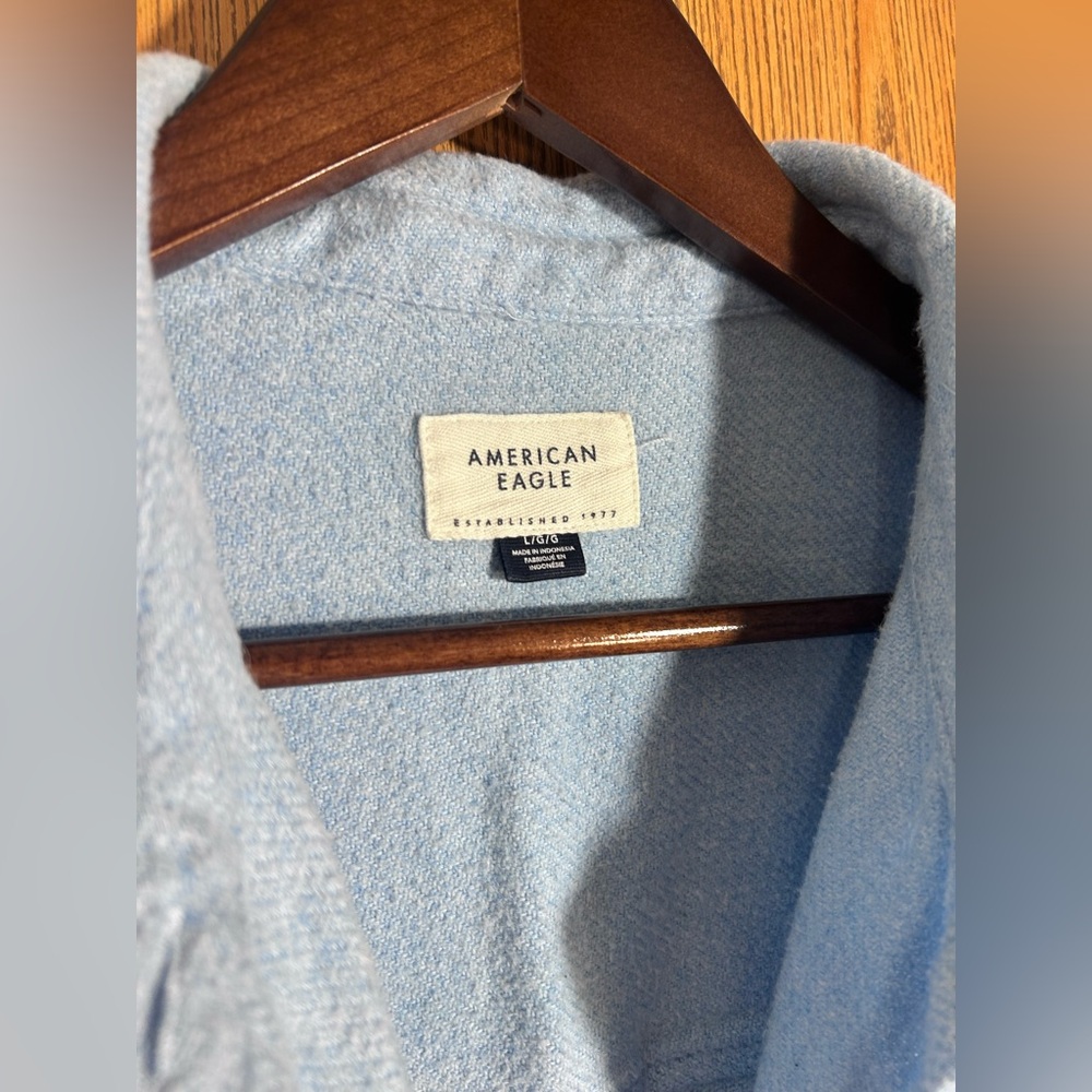 AEO Boxy Fit Powder Blue Shacket - Picture 3 of 4